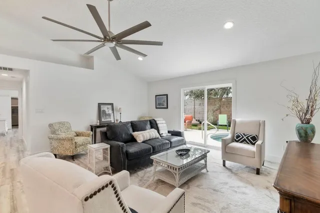 a living room with furniture