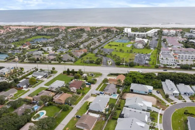 an aerial view of residential building with outdoor space