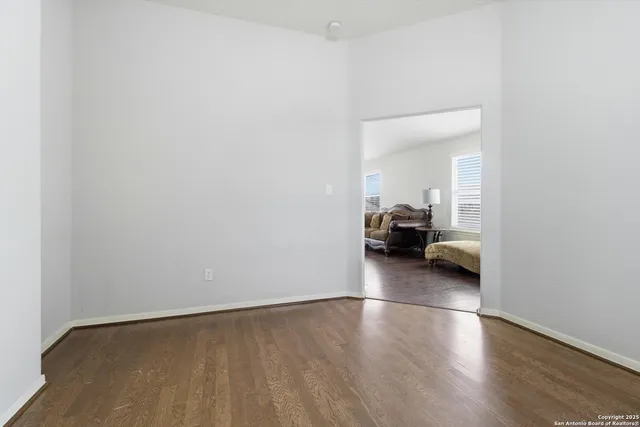 a view of a livingroom with a hard wood floor