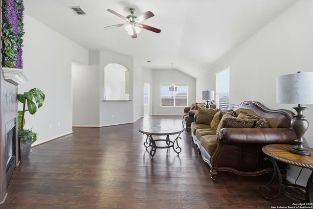 a living room with furniture