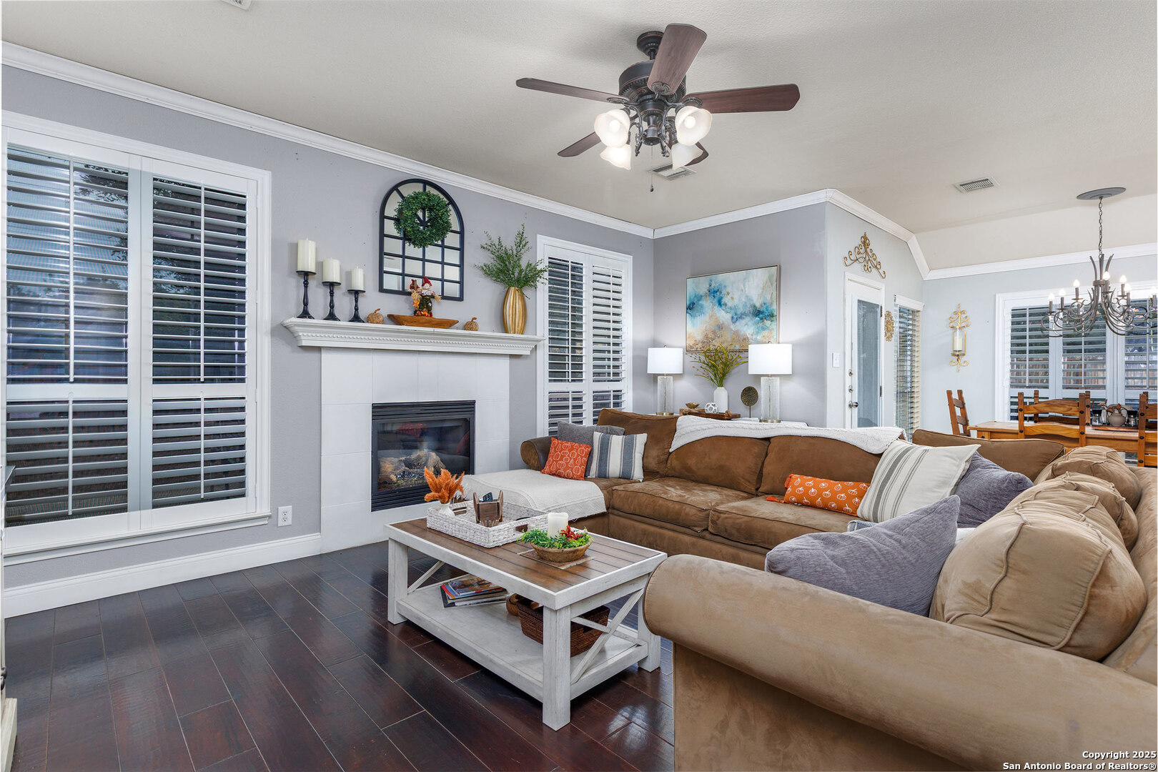 9026 Colfax Helotes, TX 78023 - Photo 13 of 40 a living room with furniture fireplace and window