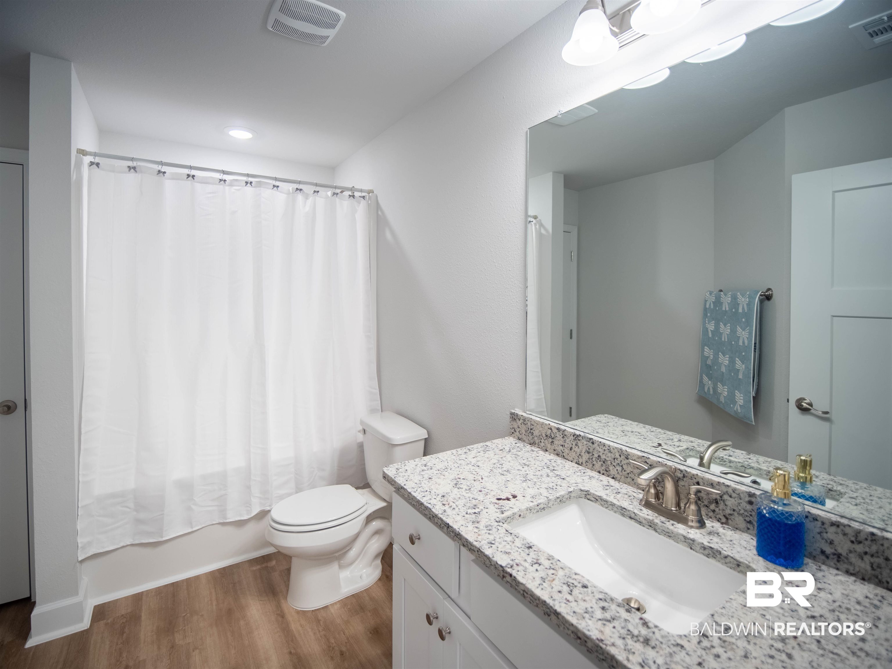 12646 Michigan Avenue Elberta, AL 36530 - Photo 34 of 47 Full bathroom featuring vanity, wood finished floors, and shower / tub combo