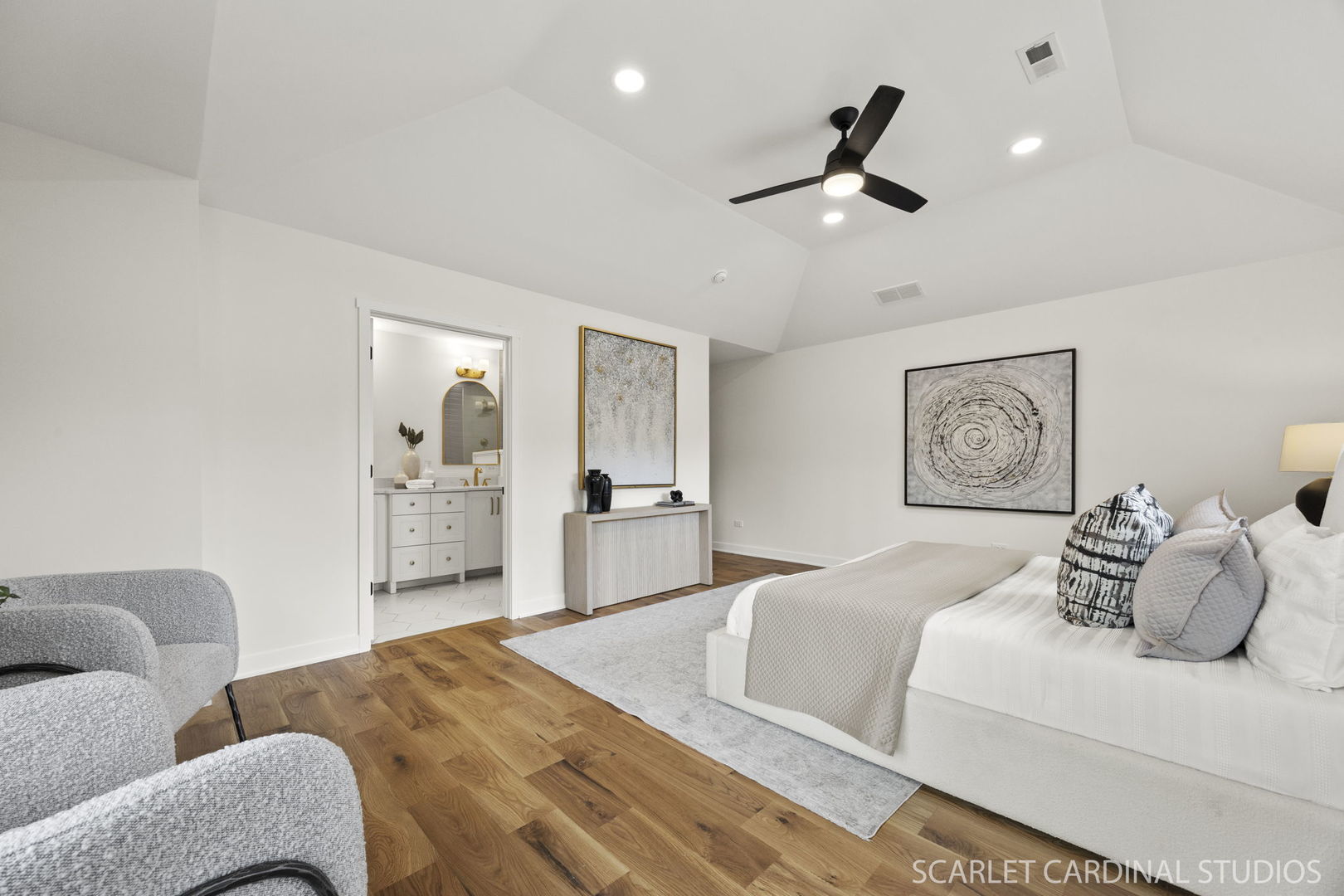 717 North Brainard Street Naperville, IL 60563 - Photo 19 of 49 a bedroom with a bed and ceiling fan