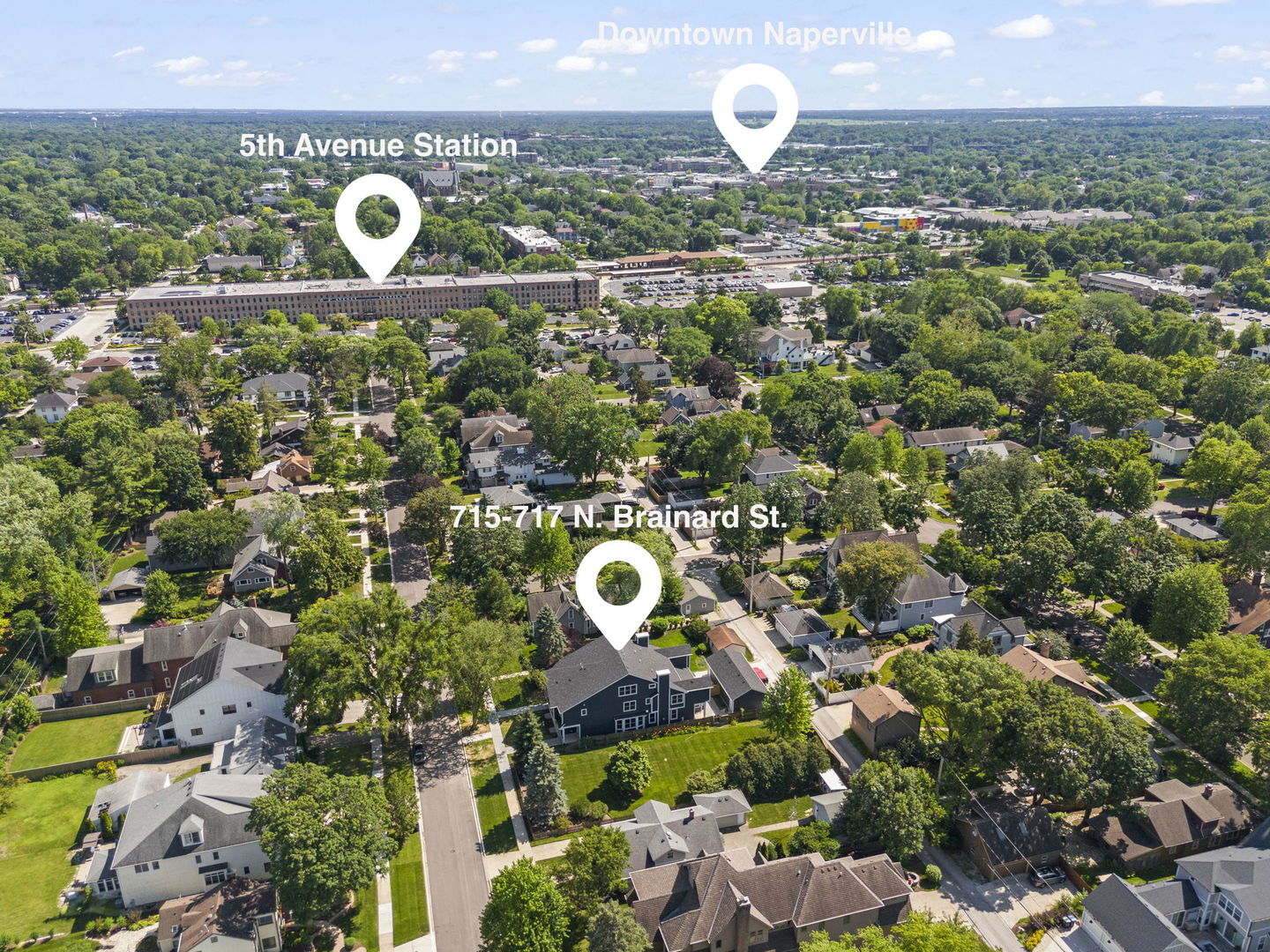 717 North Brainard Street Naperville, IL 60563 - Photo 42 of 49 an aerial view of a house with garden space and street view