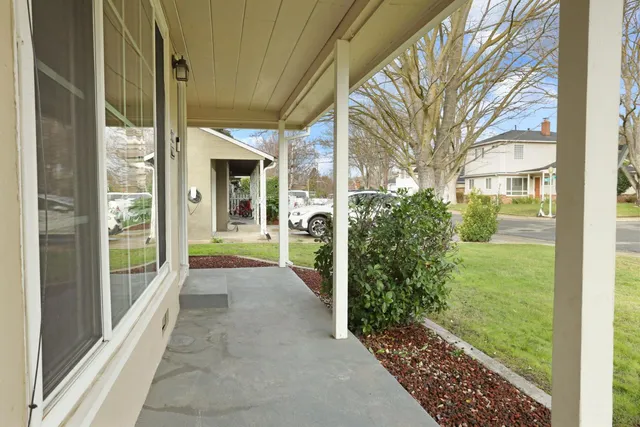 a view of a garden from a windows
