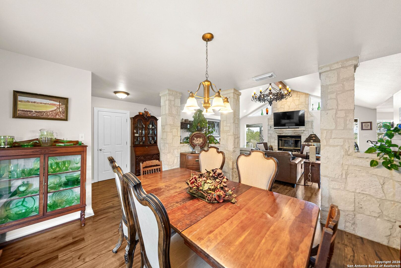27150 Karsch Road Boerne, TX 78006 - Photo 23 of 79 a view of a dining room with furniture window and wooden floor