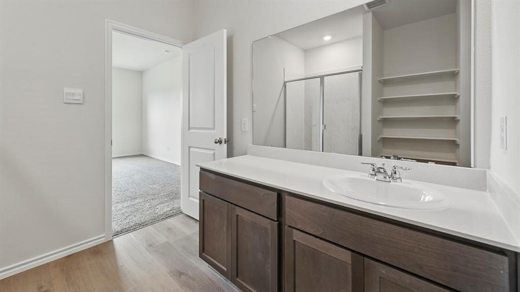 4607 Enclave Drive Sanger, TX 76266 - Photo 5 of 34 a bathroom with a sink and a mirror