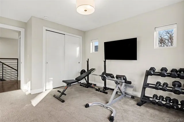 a view of a room with gym equipment