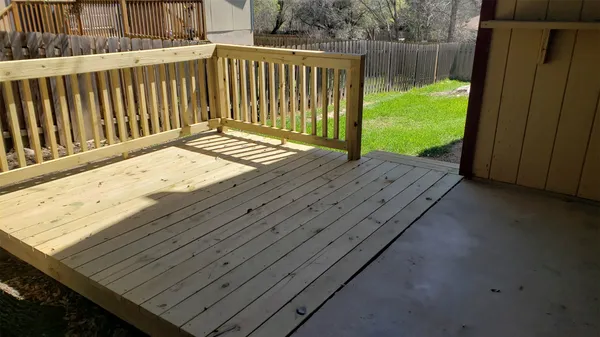 a view of a wooden deck