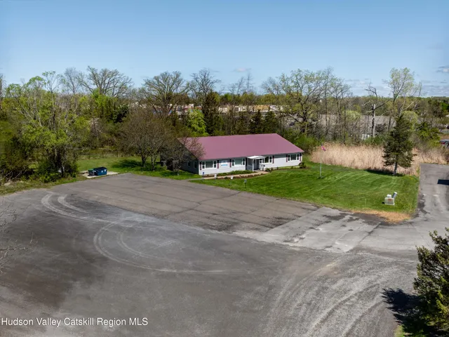an aerial view of a house