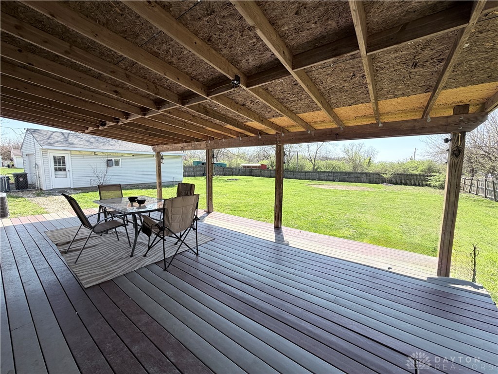 6800 Farmington Road Miamisburg, OH 45342 - Photo 25 of 32 This spacious covered deck provides an excellent space for outdoor gatherings and relaxation.