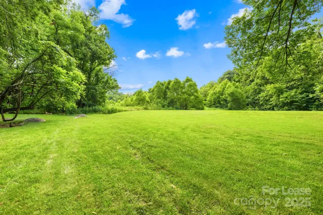a view of yard with swimming pool and green space