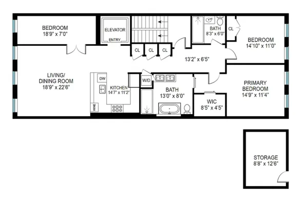 $2,425,000 | 88 Chambers Street, Unit 201 | TriBeCa