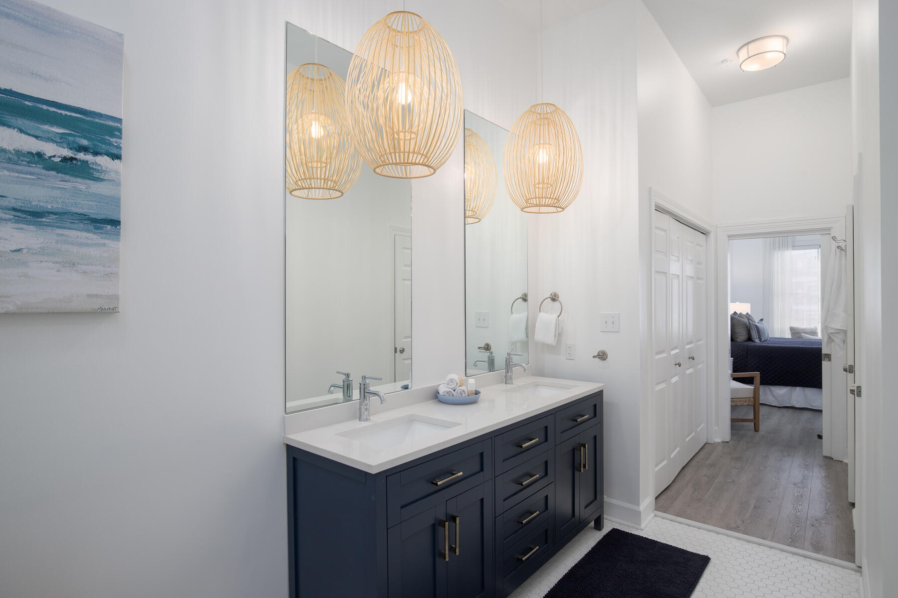 10343 East County Highway 30A, Unit 330 Inlet Beach, FL 32413 - Photo 8 of 30 a bathroom with a sink a light fixture and a mirror