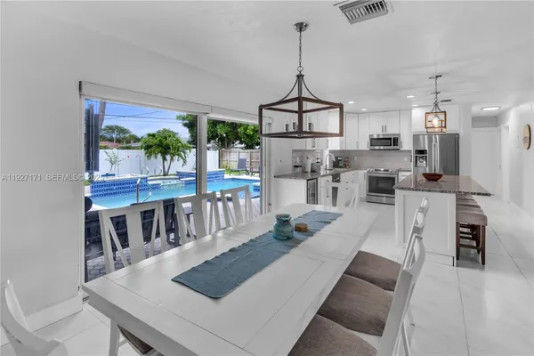 a view of a dining room and livingroom view