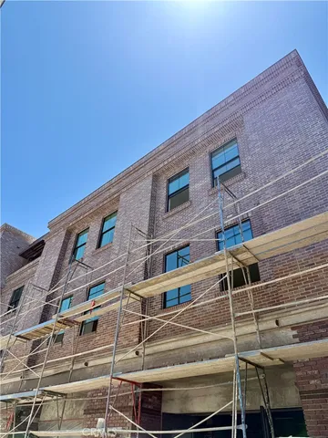 a view of a building with a door