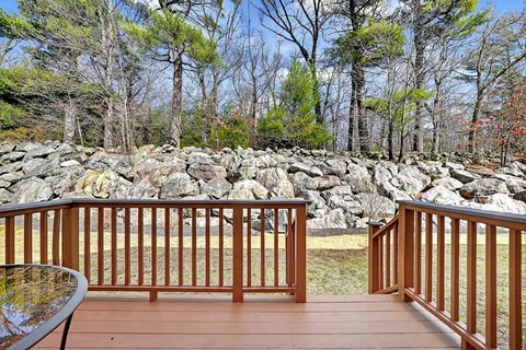 a view of wooden balcony
