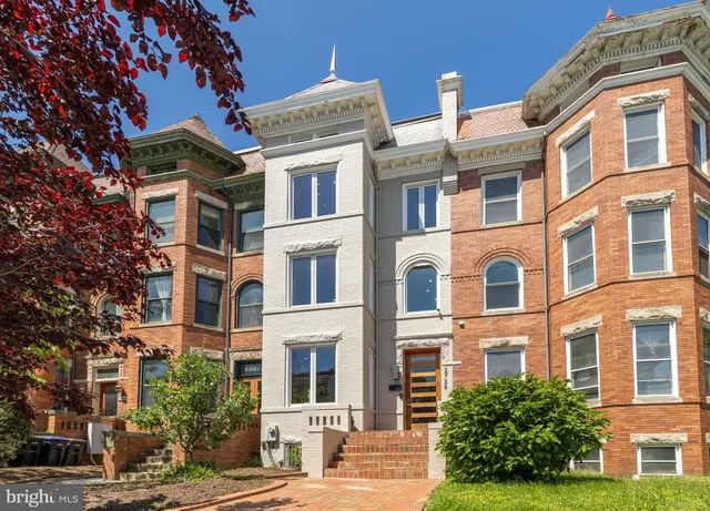 a front view of a multi story building