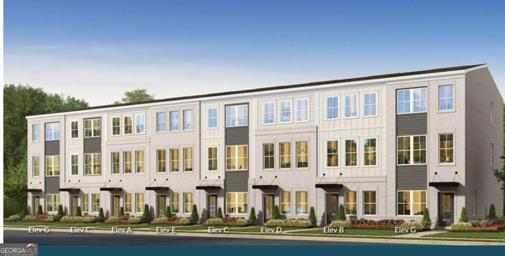 a front view of a building with street view