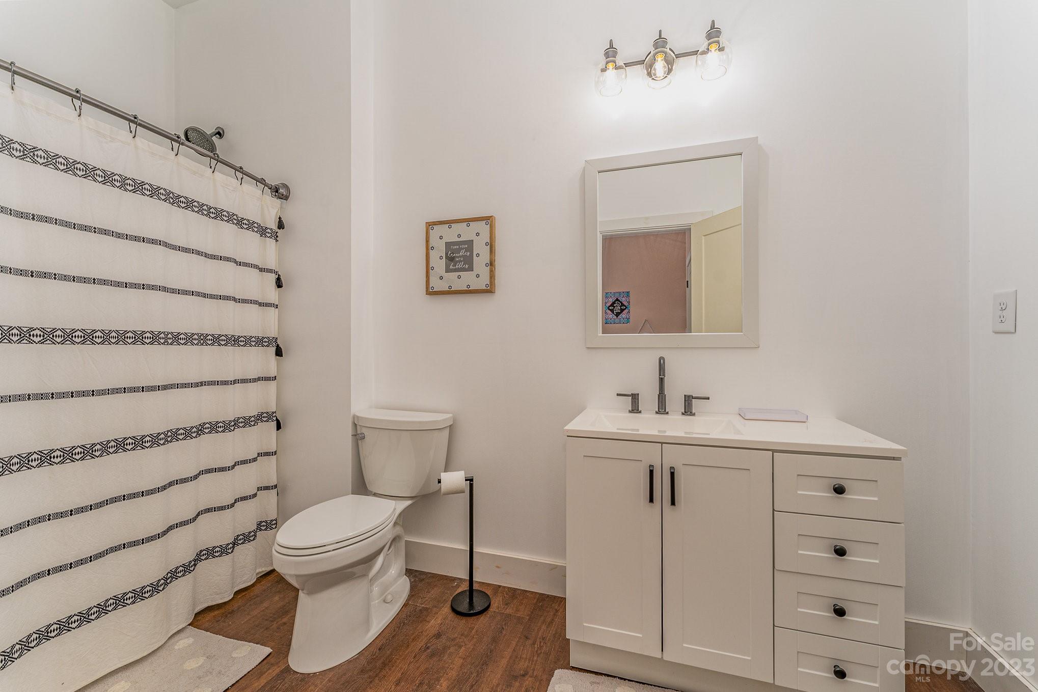 5261 Henderson Road Hamptonville, NC 27020 - Photo 19 of 46 a bathroom with a toilet sink and mirror