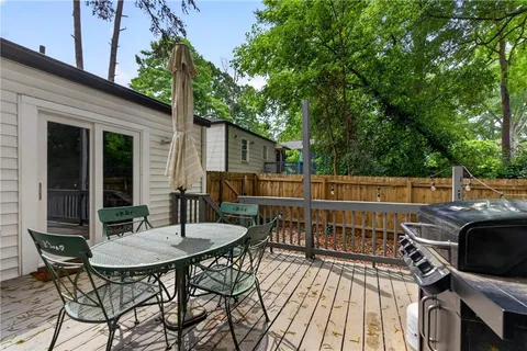 a view of a patio on the deck