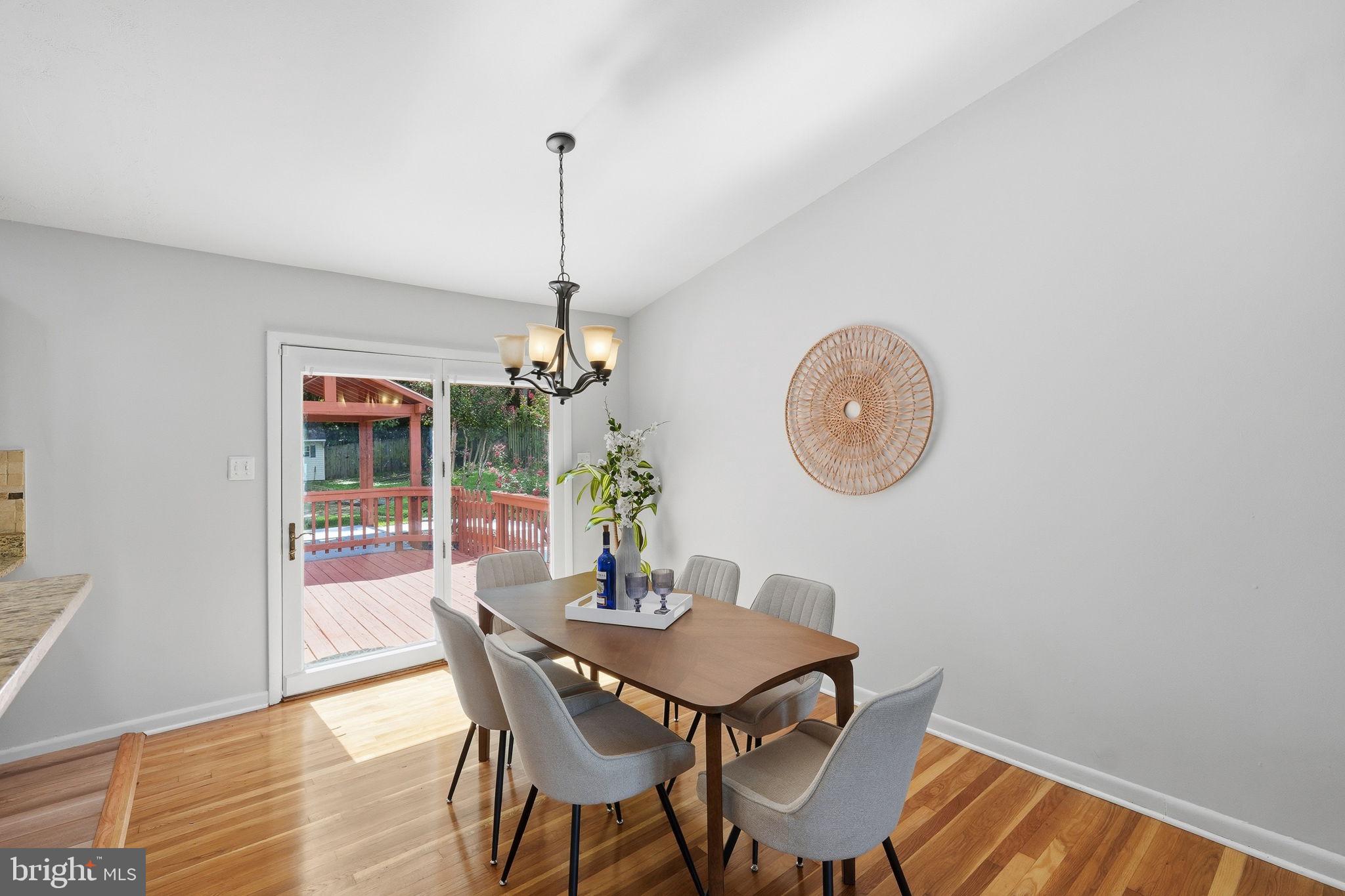 Dining area overlooks deck