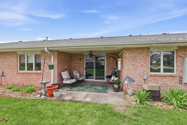 a view of a house with patio