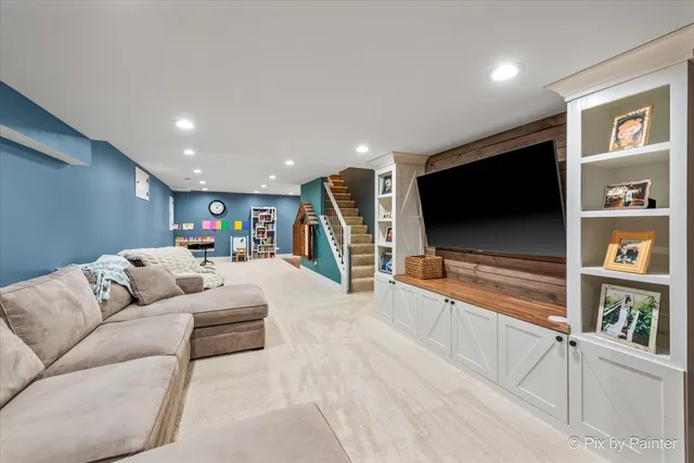 a view of dining room with furniture and a rug
