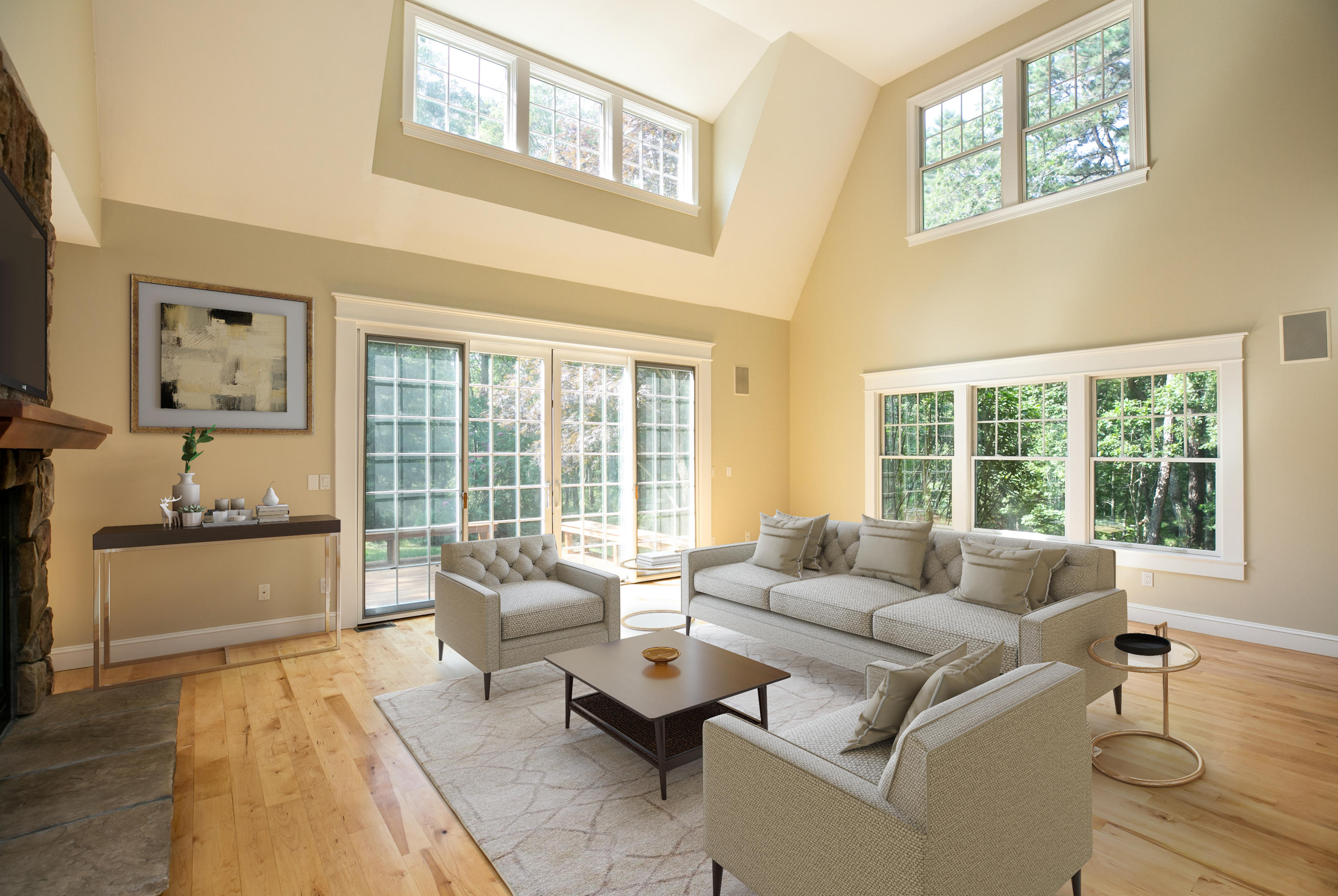 334 Waquoit Road Cotuit, MA 02635 - Photo 3 of 32 a living room with furniture and a large window