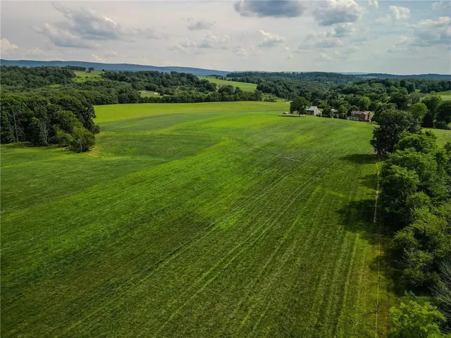 a view of a garden with an buildings