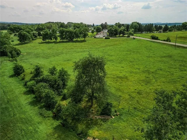 a view of a green field with clear sky