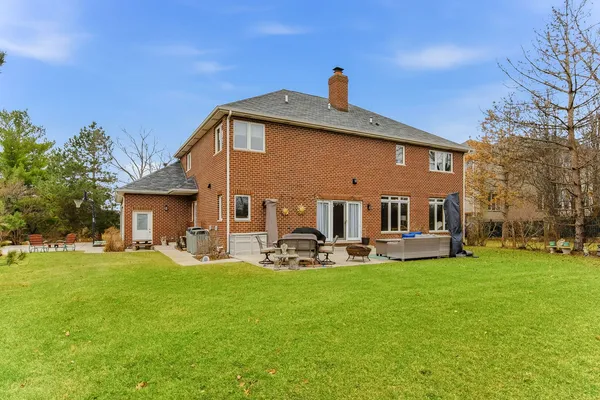 a front view of a house with patio