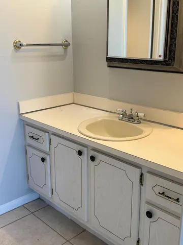 a bathroom with a bathtub