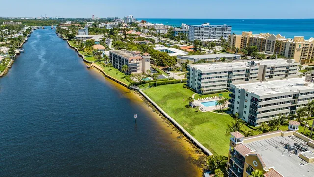 a view of a city with an ocean view