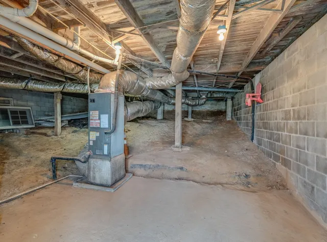 a view of a storage room with racks