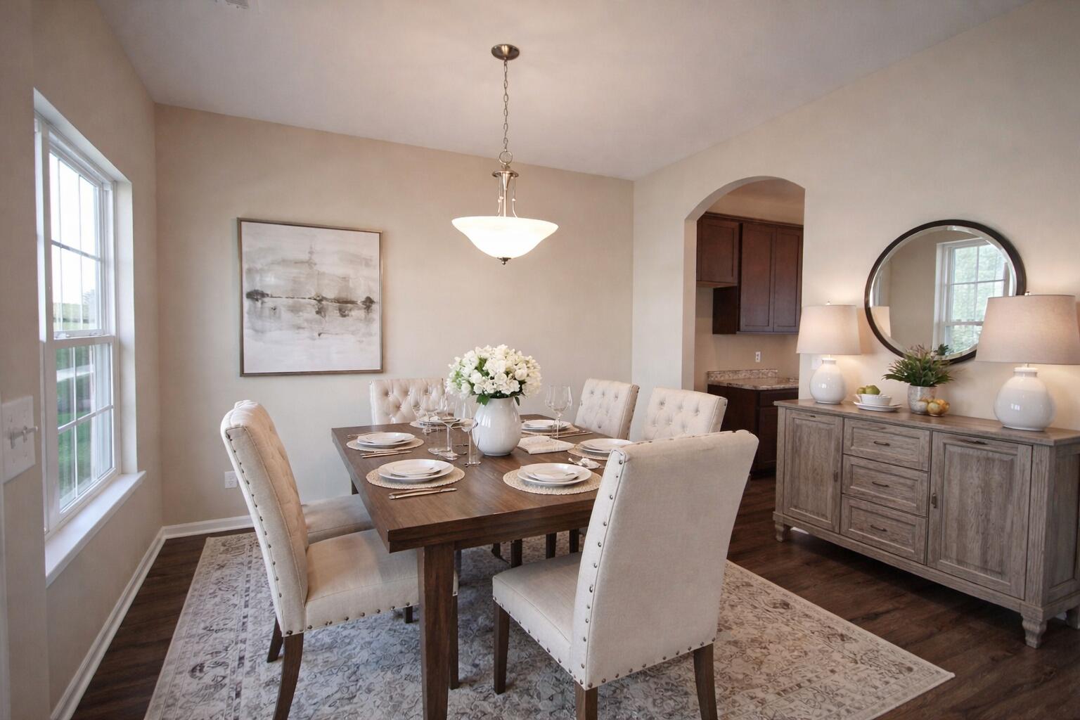 1063 East 116th Place Crown Point, IN 46307 - Photo 7 of 24 a view of a dining room with furniture window and wooden floor