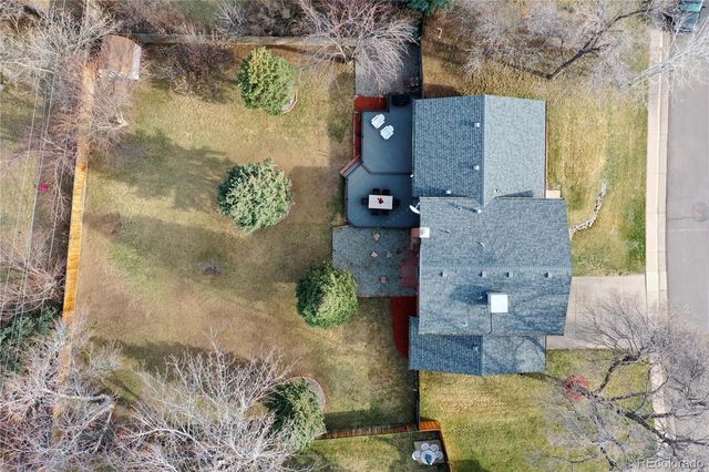 an aerial view of a house