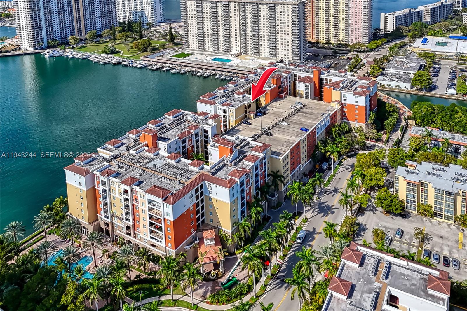 17150 North Bay Road, Unit 2301 Sunny Isles Beach, FL 33160 - Photo 40 of 44 an aerial view of a house with outdoor space lake view and lake view