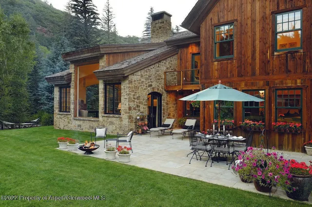 a front view of a house with patio