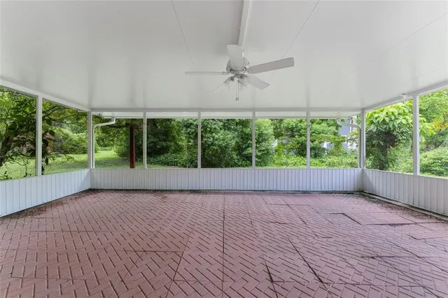 a view of a garden area with green space