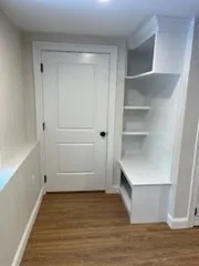 a view of an empty walk in closet