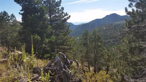 a view of a house with a mountain and a forest