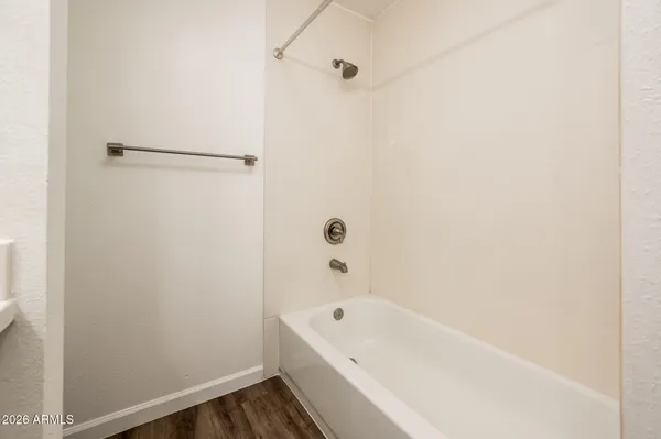 a bathroom with a bathtub