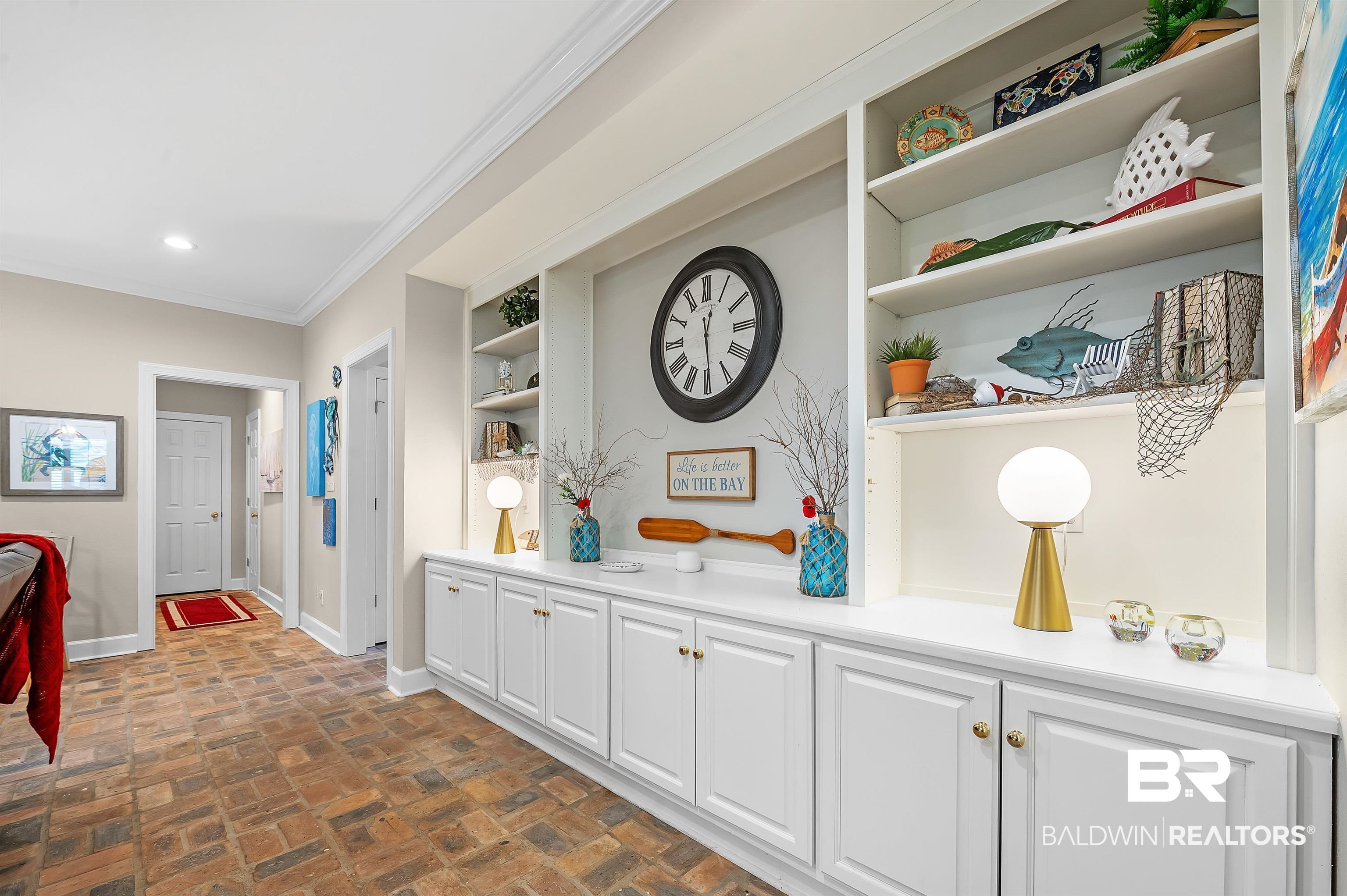 8915 Bay Point Drive Elberta, AL 36530 - Photo 15 of 74 Interior space with ornamental molding, recessed lighting, built in features, and baseboards