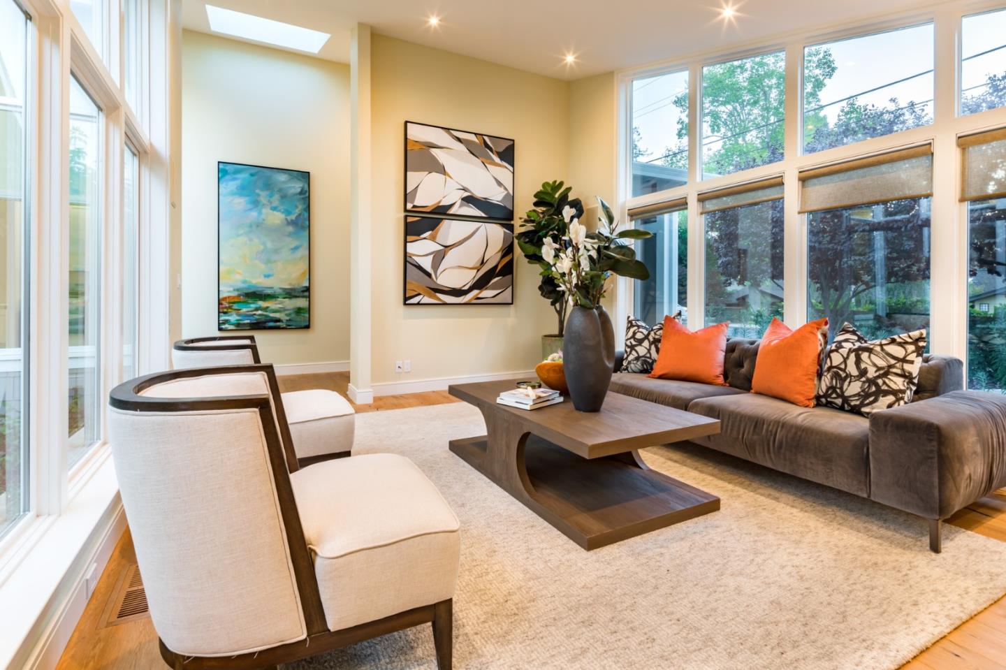 631 La Mesa Drive Portola Valley, CA 94028 - Photo 7 of 27 a living room with furniture and a large window