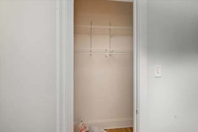a close view of a closet