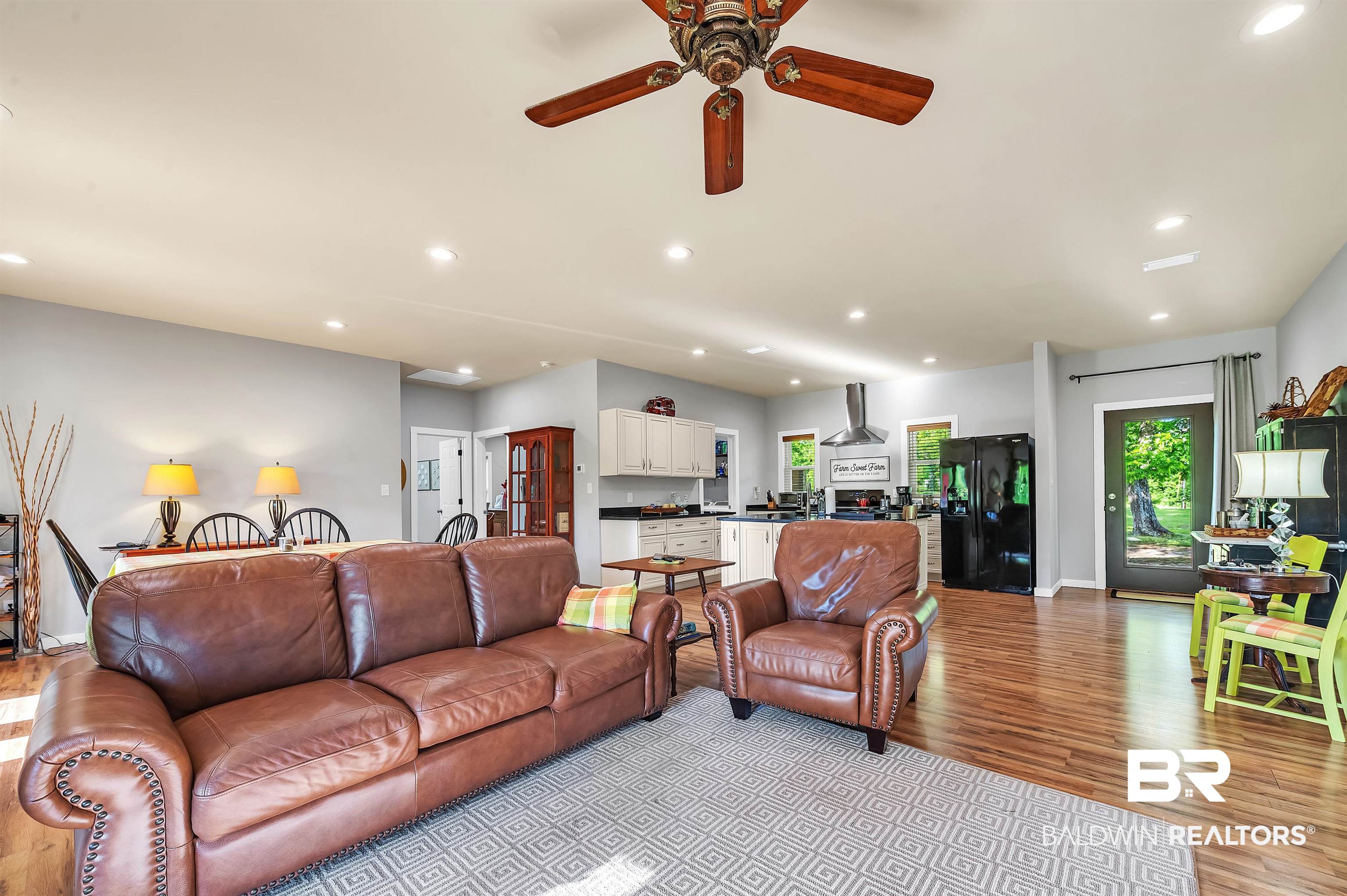 13827 County Road 83 Elberta, AL 36530 - Photo 16 of 38 Living room with light wood-type flooring, recessed lighting, a ceiling fan, and baseboards