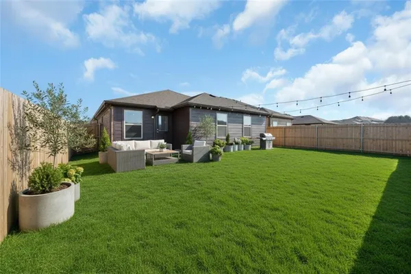 a front view of a house with patio
