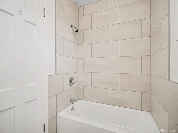 a bathroom with a bathtub