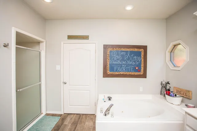 a view of backyard with a palm tree